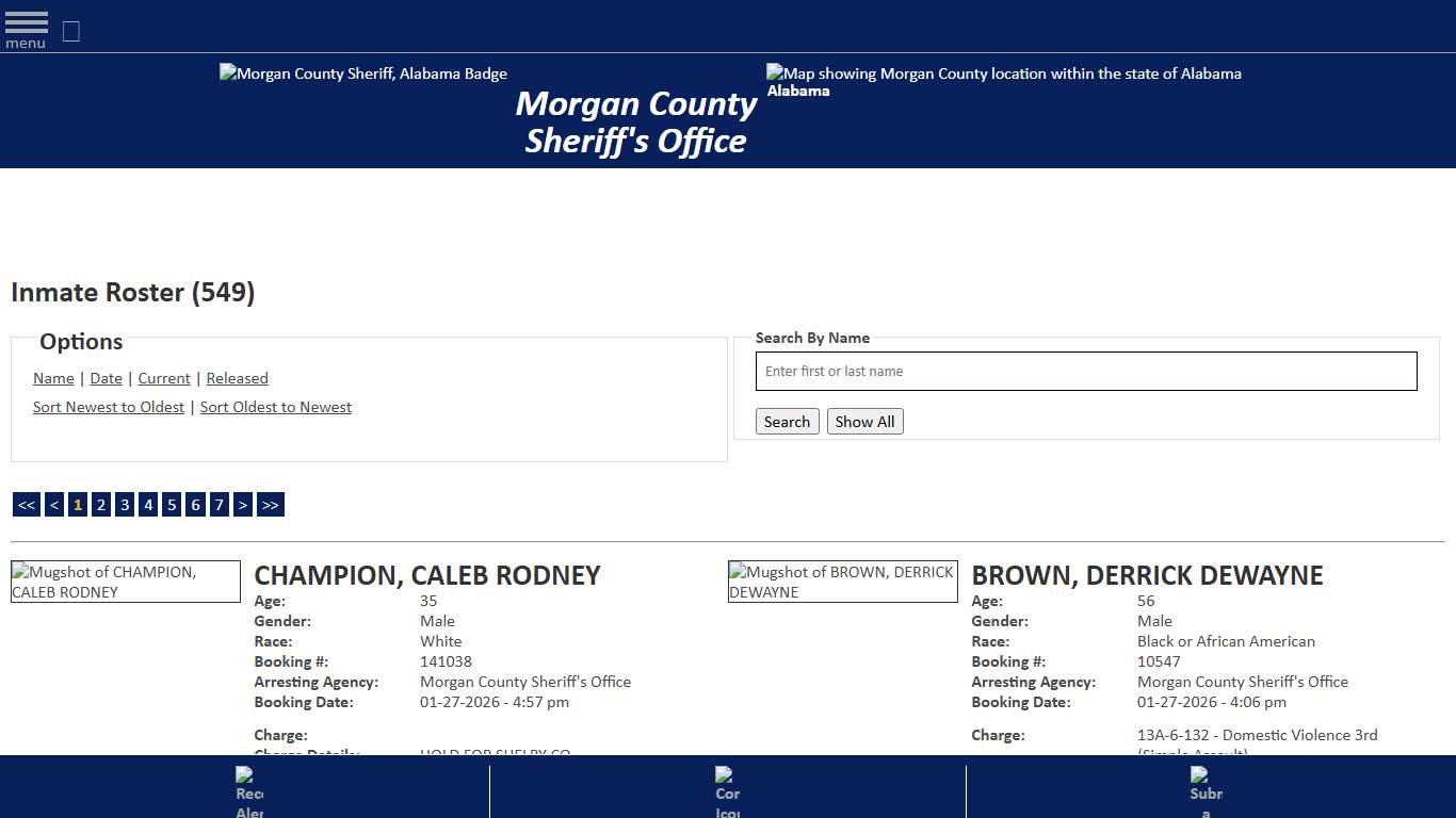 Inmate Roster - Current Inmates Booking Date Descending - Morgan County Sheriff, Alabama