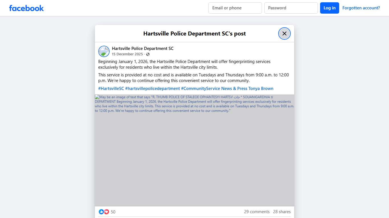 Beginning January 1,... - Hartsville Police Department SC Facebook